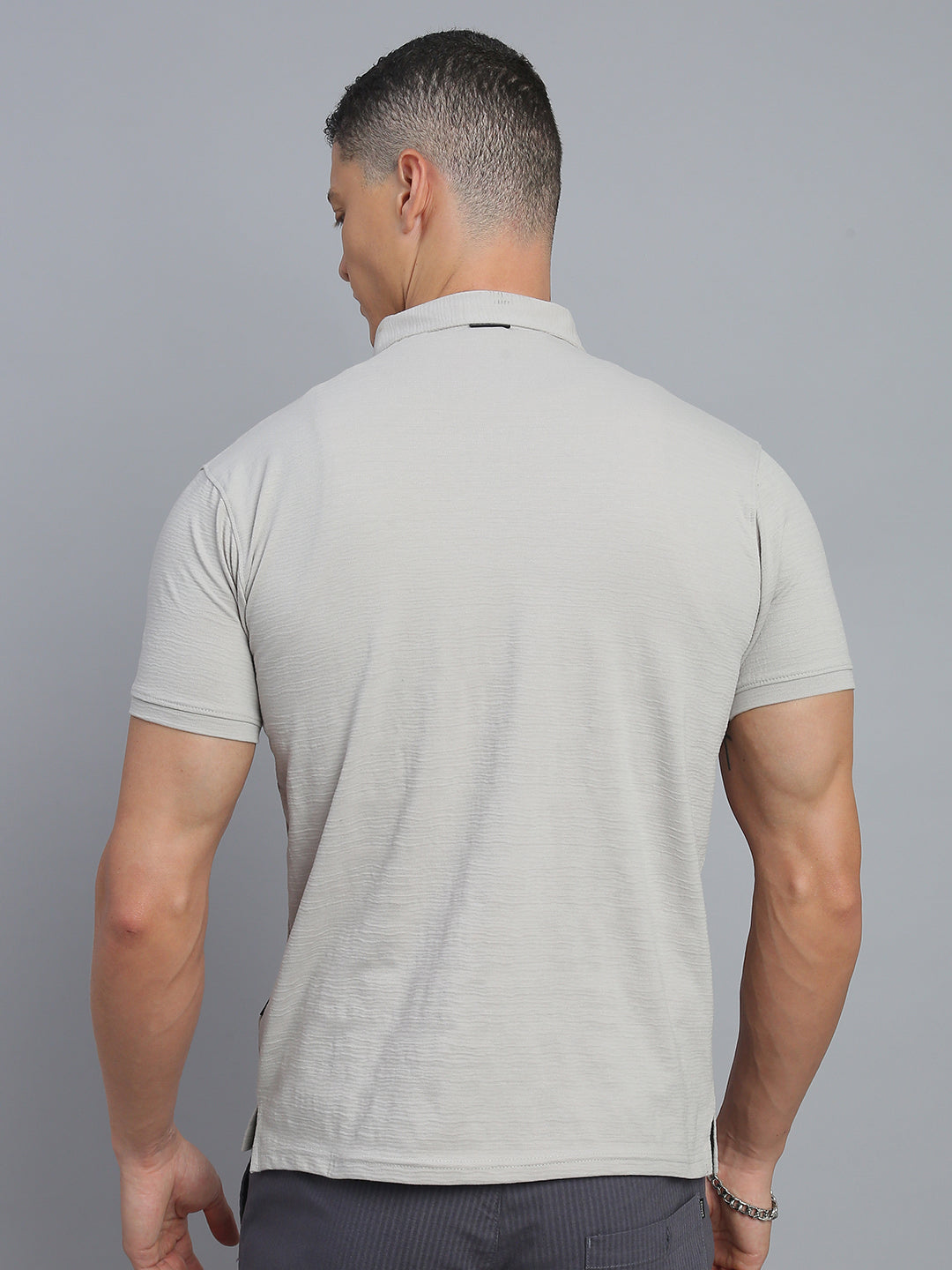 Grey Polo Cotton T-Shirt