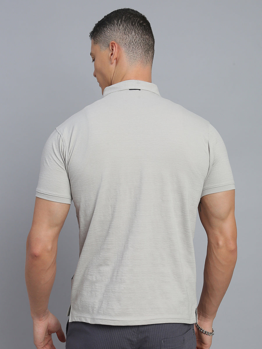 Grey Polo Cotton T-Shirt