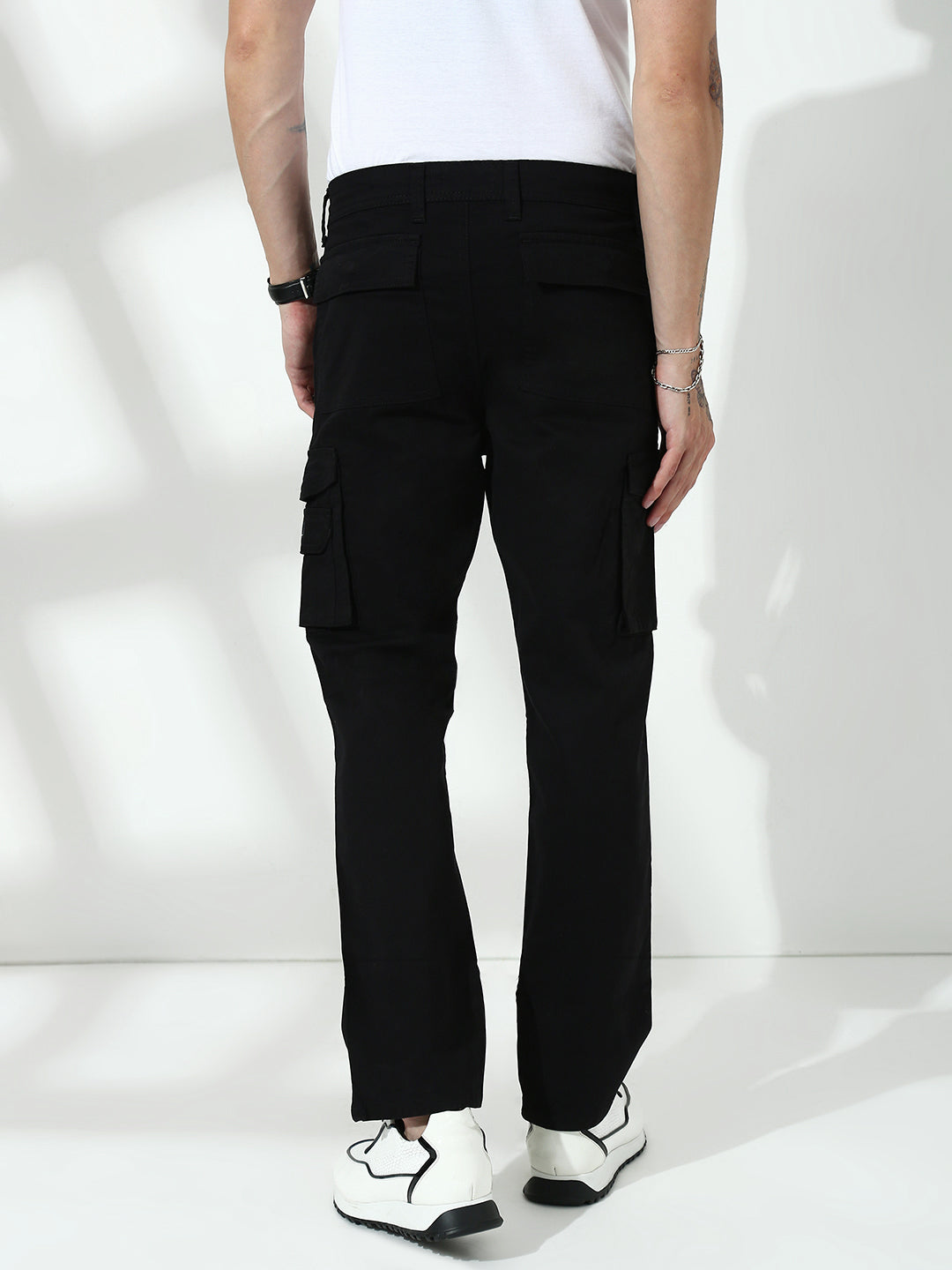 Black 7 Pocket Regular Fit Cargo Paint