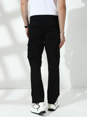 Black 7 Pocket Regular Fit Cargo Paint