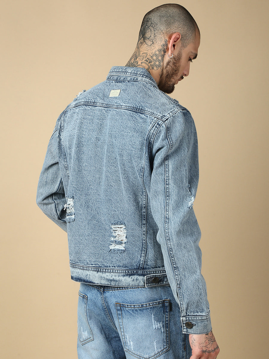 Light Blue Slim Fit Denim Jacket