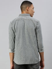 Indigo Stripe Double Flap Pocket Shirt