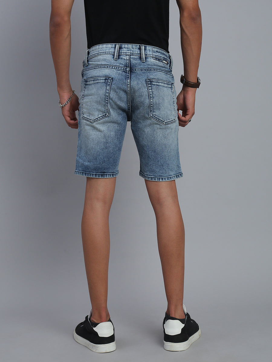 Light Blue Slim Fit Shorts