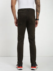 Olive Slim Fit Satin Cotton Pants