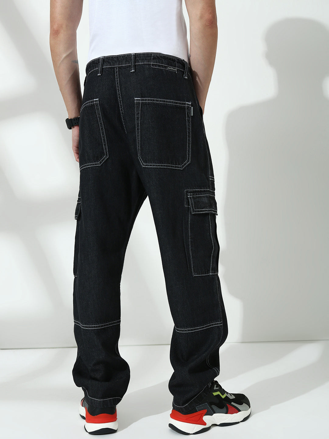 Black Front Patch Pocket Loos Fit Cargo Paint