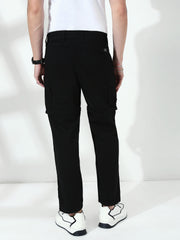 Black Detachable Convertable Regular Fit Cargo Paint
