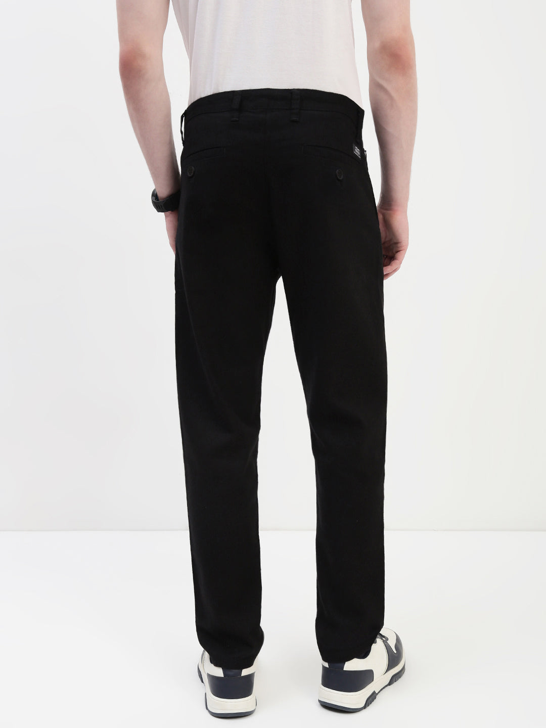 Black Relax Fit Cross Pocket Cotton Linen  Pants