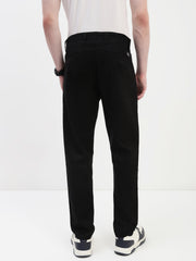 Black Relax Fit Cross Pocket Cotton Linen  Pants