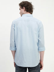 Seersucker Sky Full Sleeve Relsx Fit Shirt With Pocket