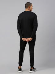Black Cotton Polyster Looper Men's Lower
