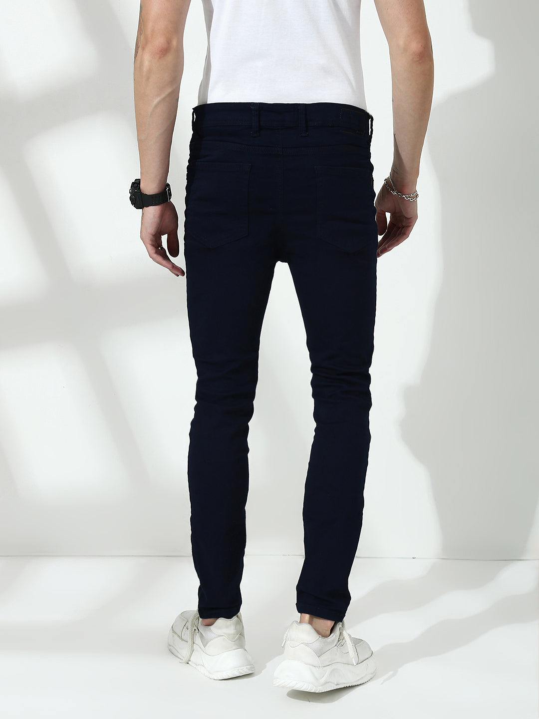 Navy Blue Raw Wash Skinny Fit Jeans