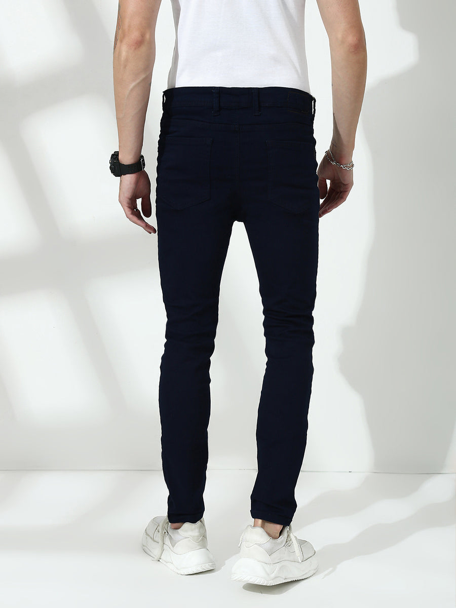 Navy Blue Raw Wash Skinny Fit Jeans