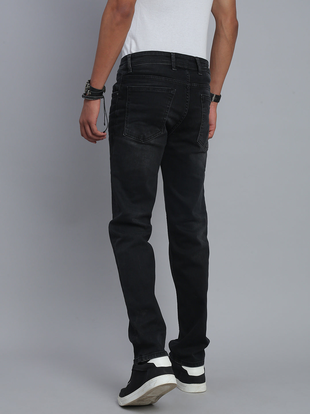 Black Vintage Regular Straight Fit Stretchable Jeans