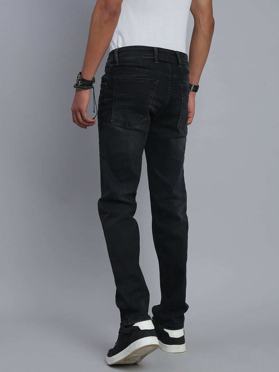 Black Vintage Regular Straight Fit Stretchable Jeans