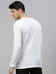 White Henley Neck Full Sleeve t-shirt
