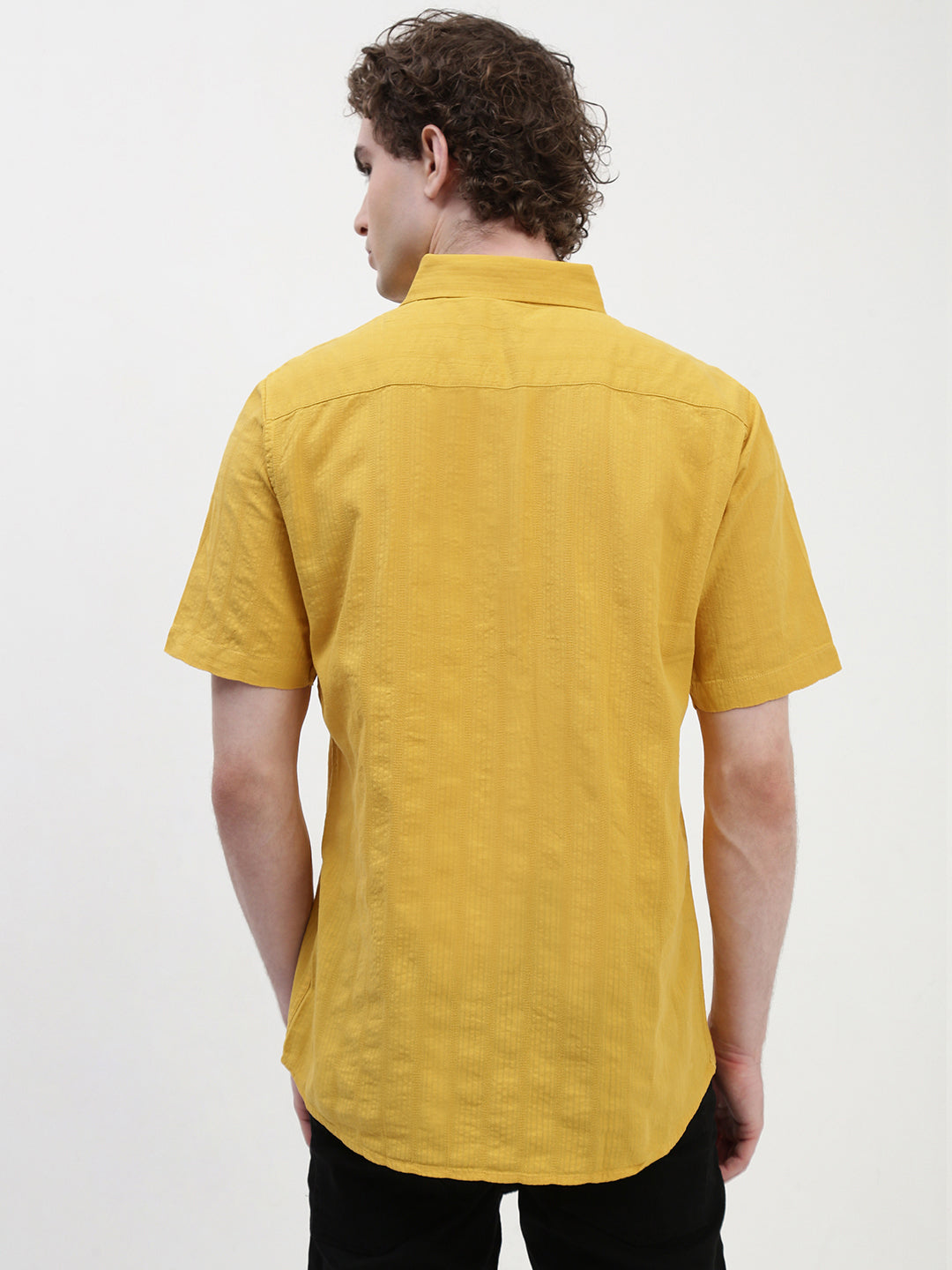 Yellow Half Sleeve Relsx Fit Shirt With Pocket