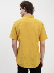 Yellow Half Sleeve Relsx Fit Shirt With Pocket