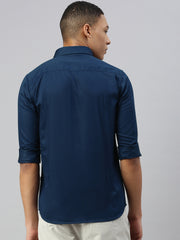 Blue Herringbone Shirt Without Pocket