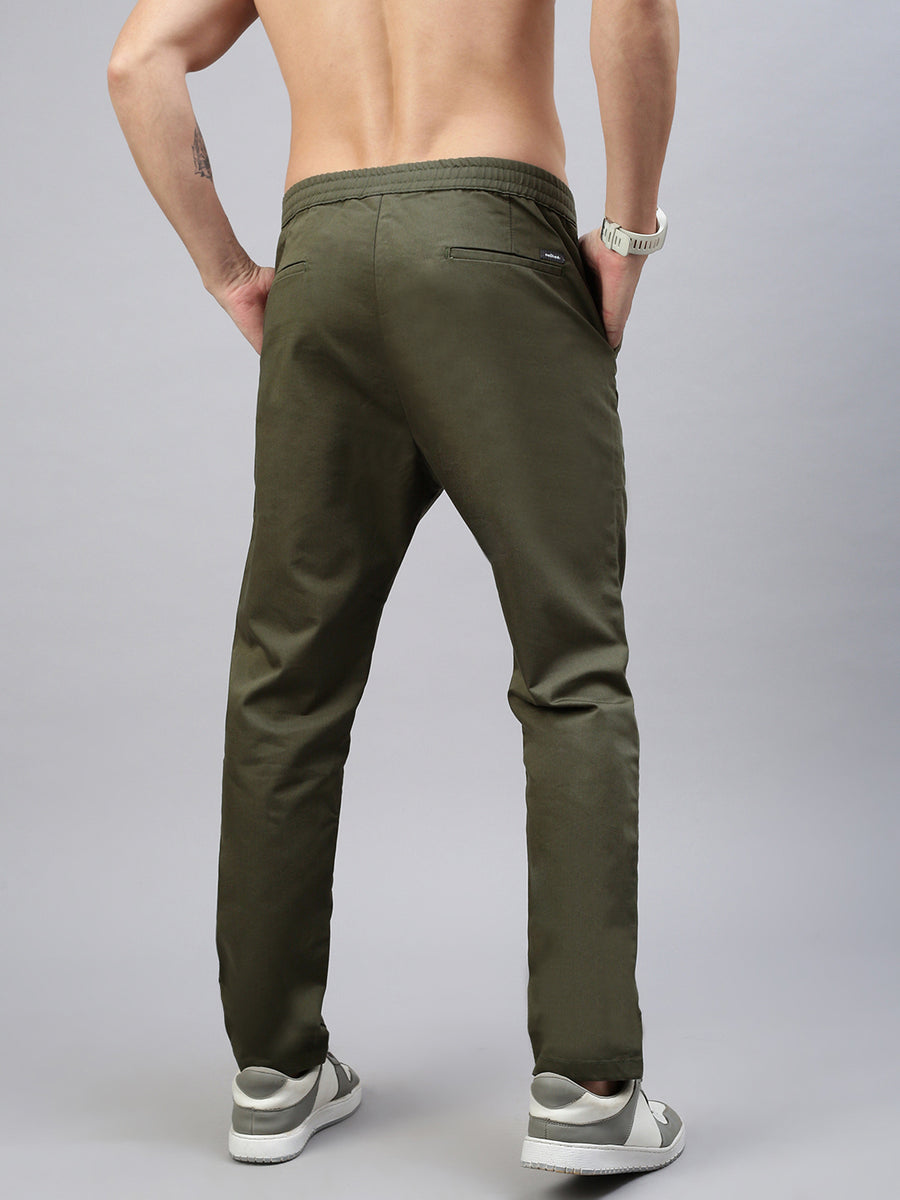 Oil Green Slim Fit Men’s Cotton Pants