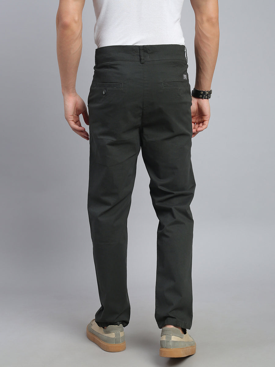 Olive Green Straight Fit Chinos Paint