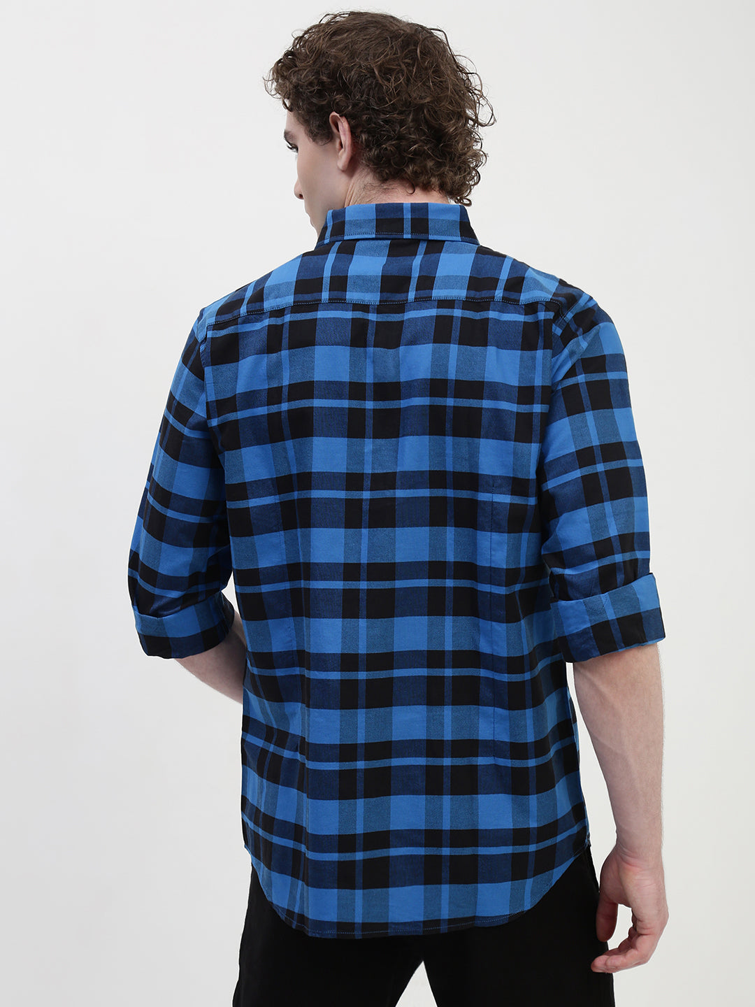 Oxford Checks Full Sleeve Slim Fit Shirt Without Pocket