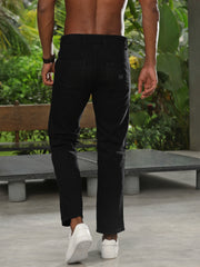 Black Straight Fit Cotton Cross Pocket Jeans