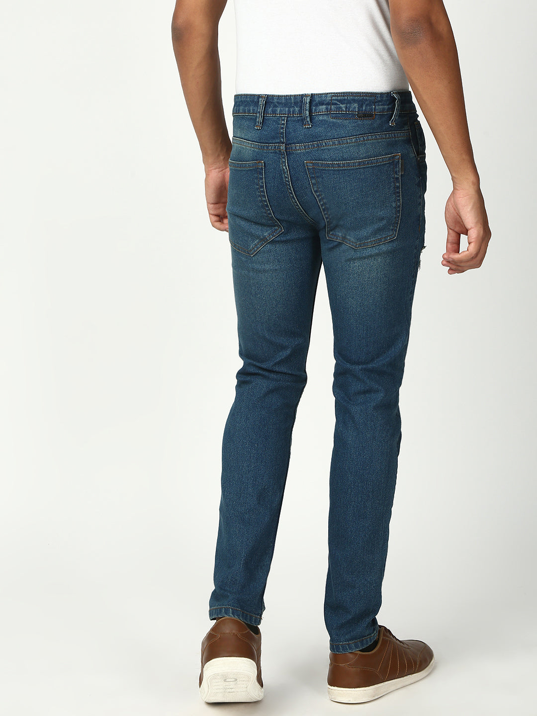 Vintage Blue Ripped Slim Fit Stretchable Jeans