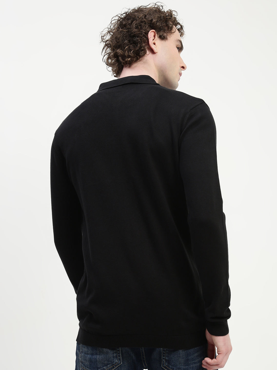 Black Knit Cardigan Full Sleeve Relax Slim Fit Shirt Without Pocket