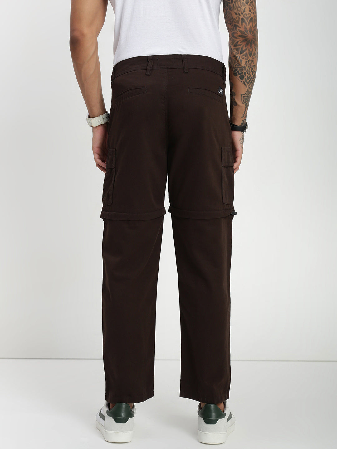 Dark Coffee  Detachable Convertable Regular Fit Cargo Paint