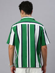 Stripe Half Sleeve Oversize Shirt With Pocket