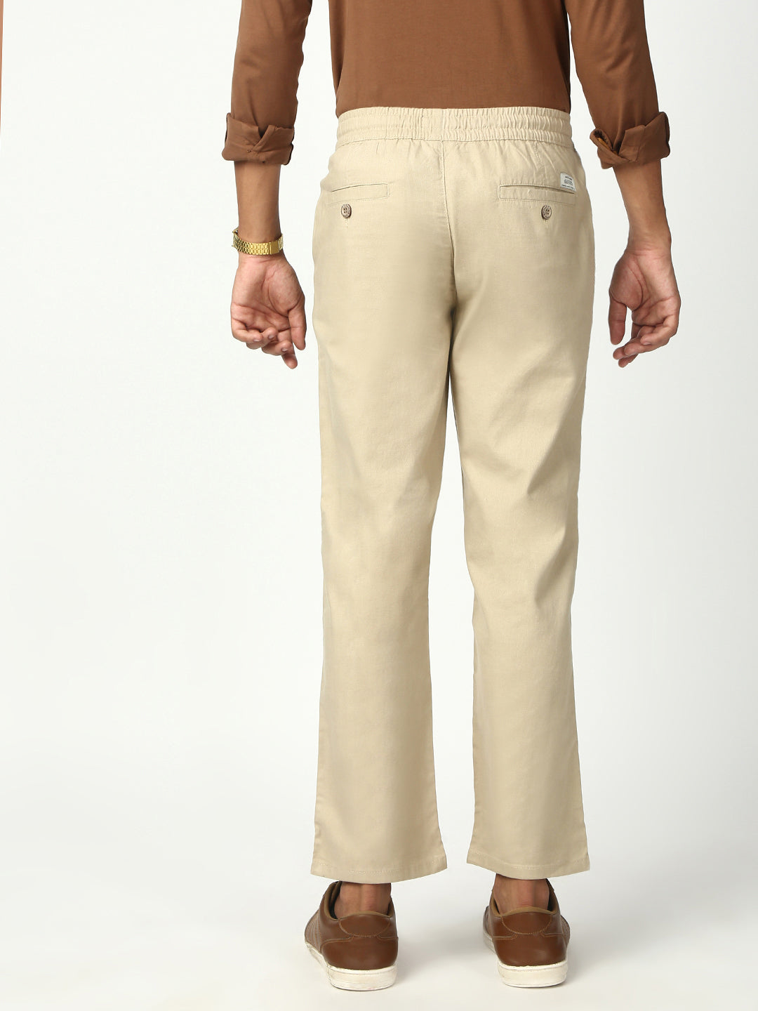 Khakhi Relax Fit Cross Pocket Cotton Pant