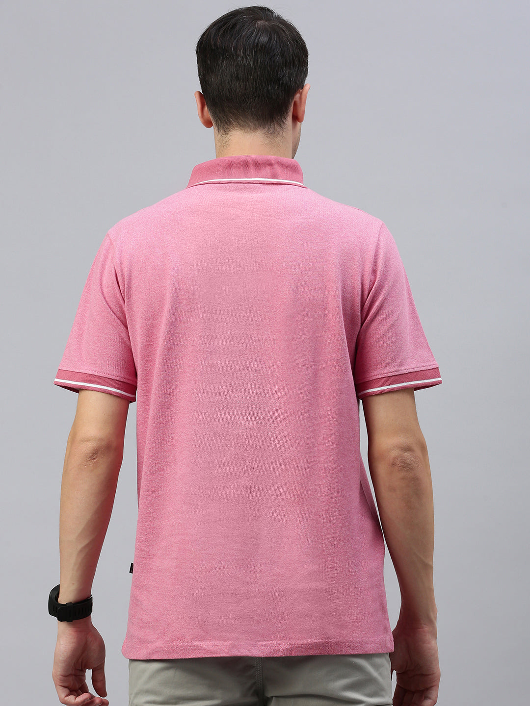 Pink Polo Collar Half T-Shirt
