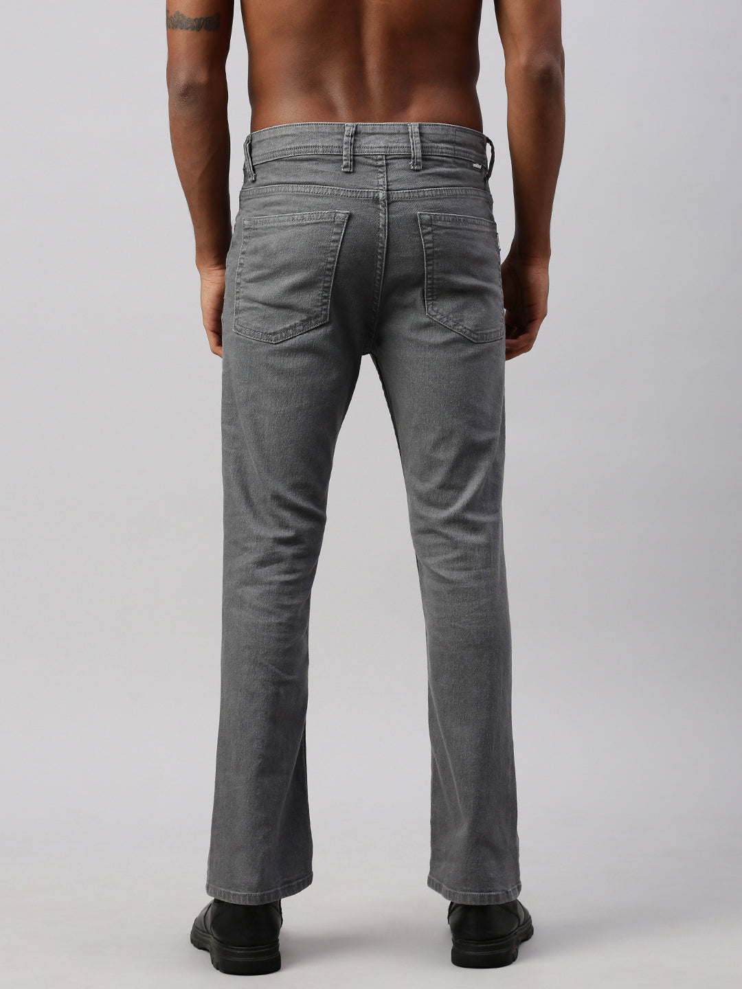 Gray Raw Wash Bootcut Jeans