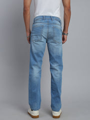 Sky Blue Regular Straight Fit Stretchable Jeans