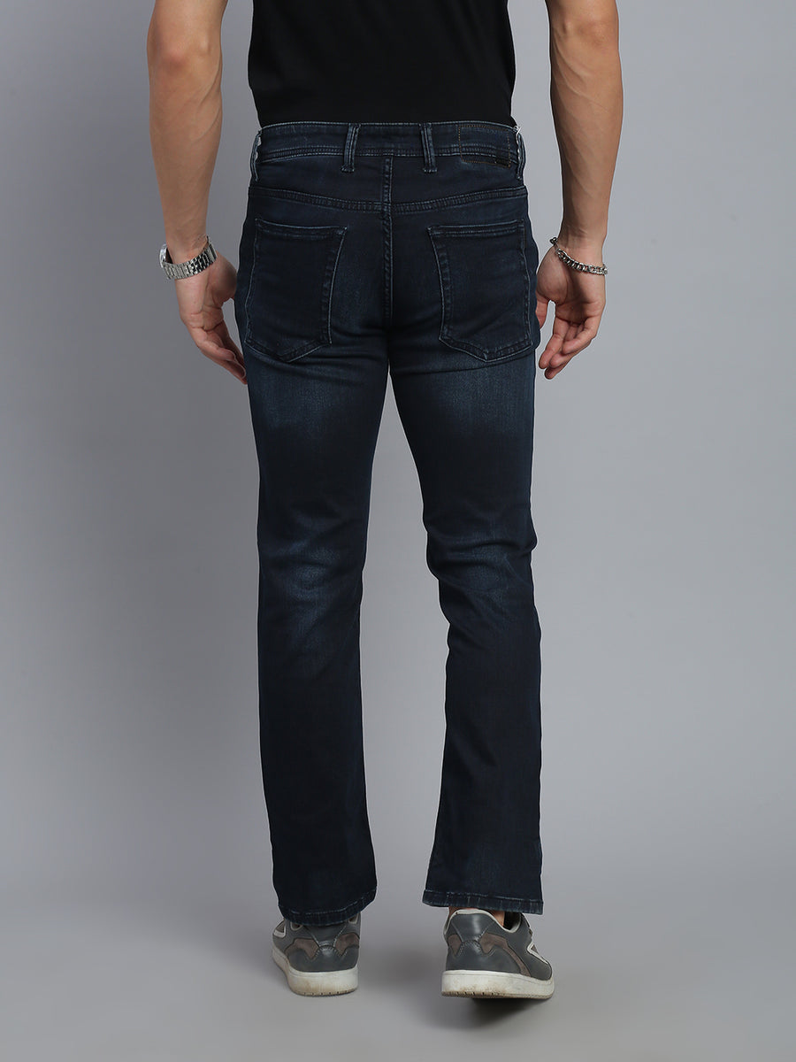 Dark Blue Regular Straight Fit Stretchable Jeans