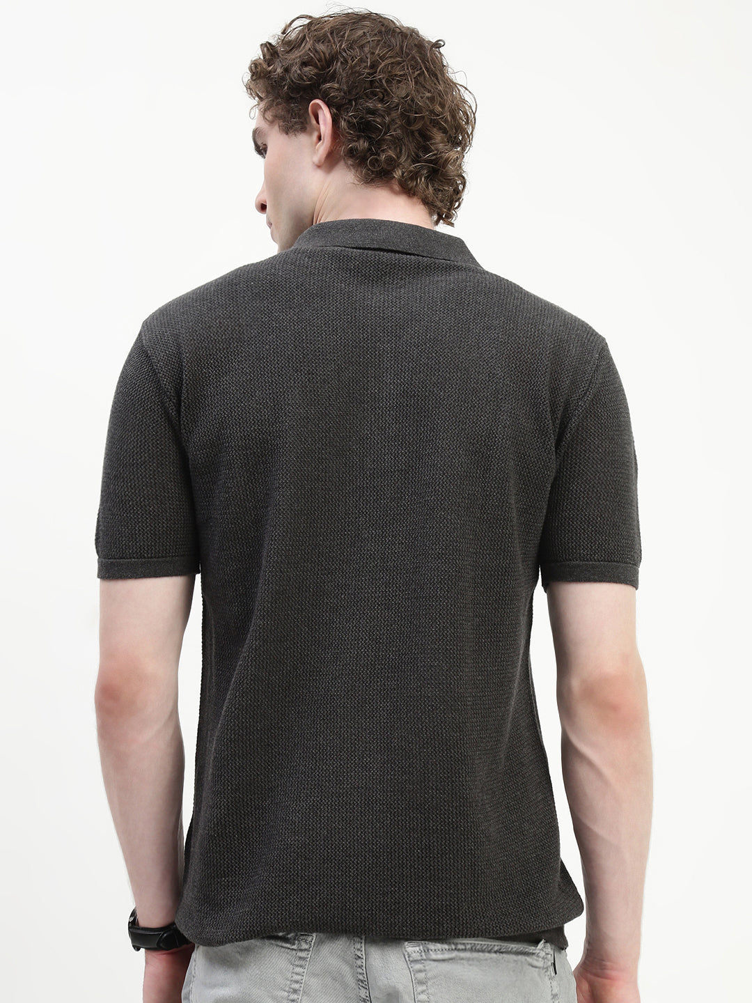 Polo See Through Dark Gray Cotton T-Shirt