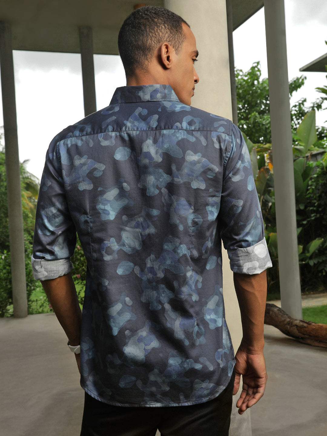 Printed Satin Giza Cotton Shirt Without Pocket
