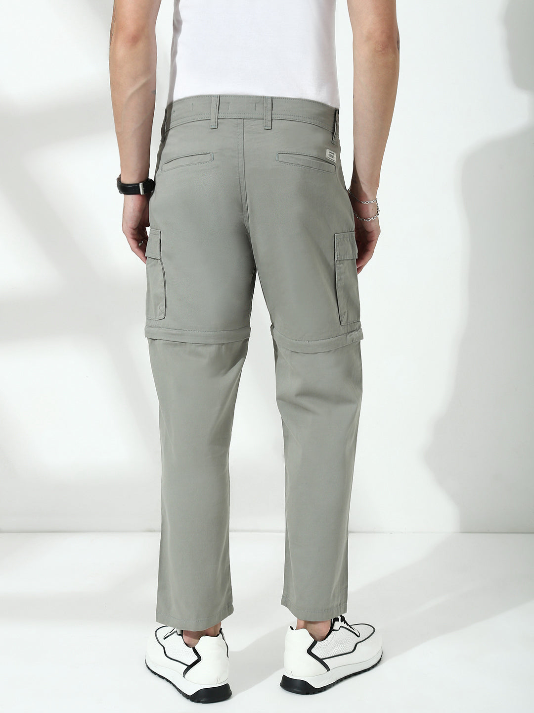 Grey  Detachable Convertable Regular Fit Cargo Paint