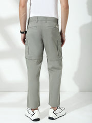Grey  Detachable Convertable Regular Fit Cargo Paint