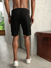 Black Slim Fit Cargo Shorts