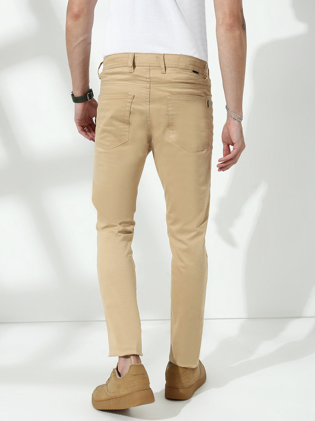 Khakhi  Slim  Fit Cross Pocket  Satin  Pants