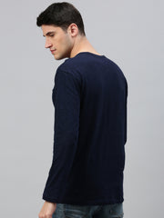 Navy Blue Henley Neck Full Sleeve t-shirt