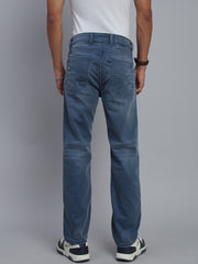 Light Indigo Blue Regular Straight Fit Stretchable Jeans