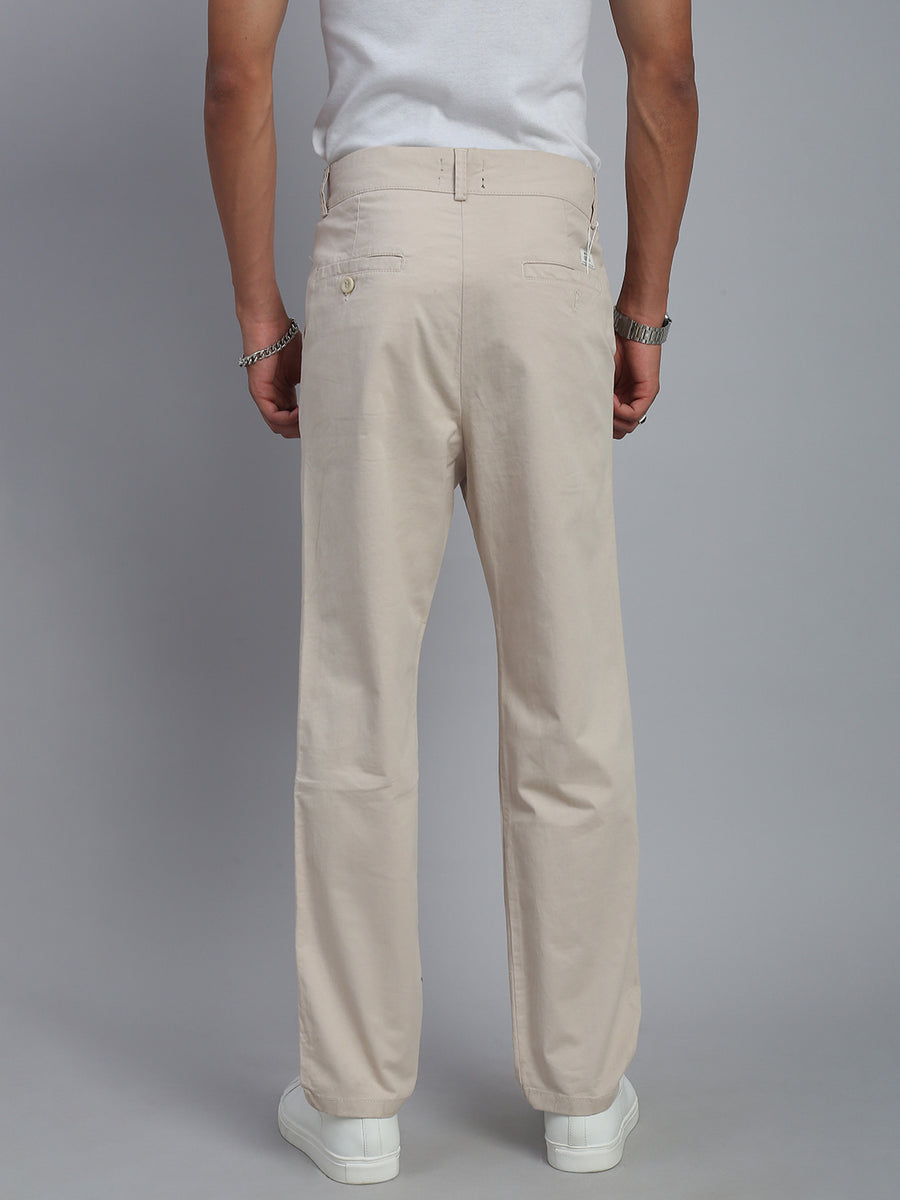 Cream Straight Fit Chinos Paint