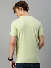 Pista Green Printed Round Neck T-Shirt