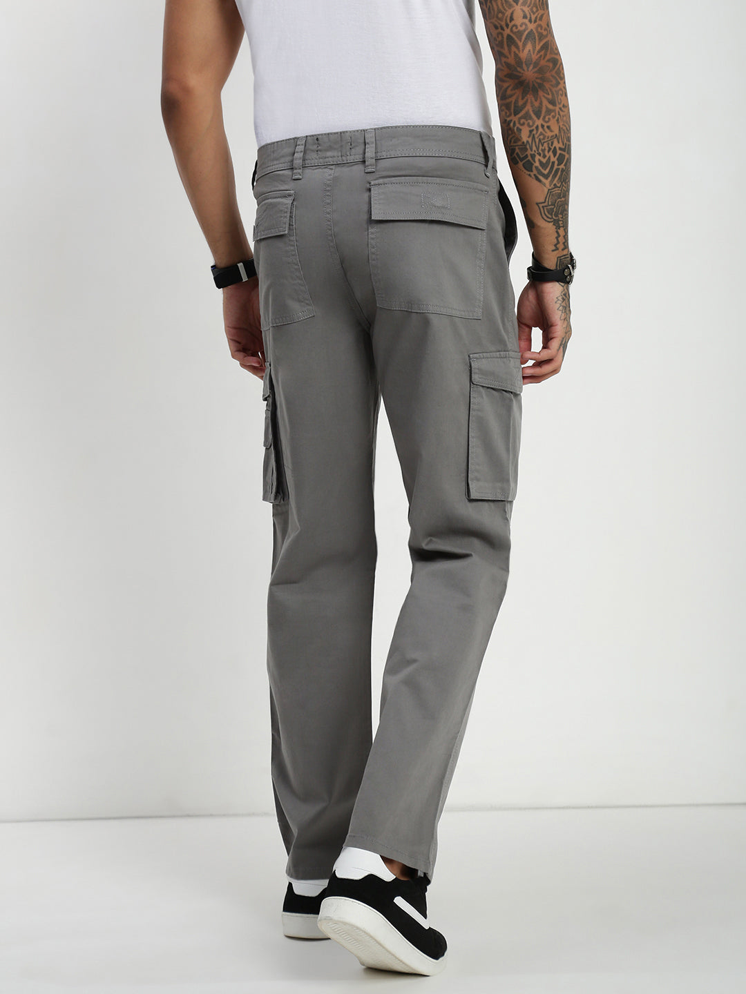 Grey 7 Pocket Regular Fit Cargo Paint