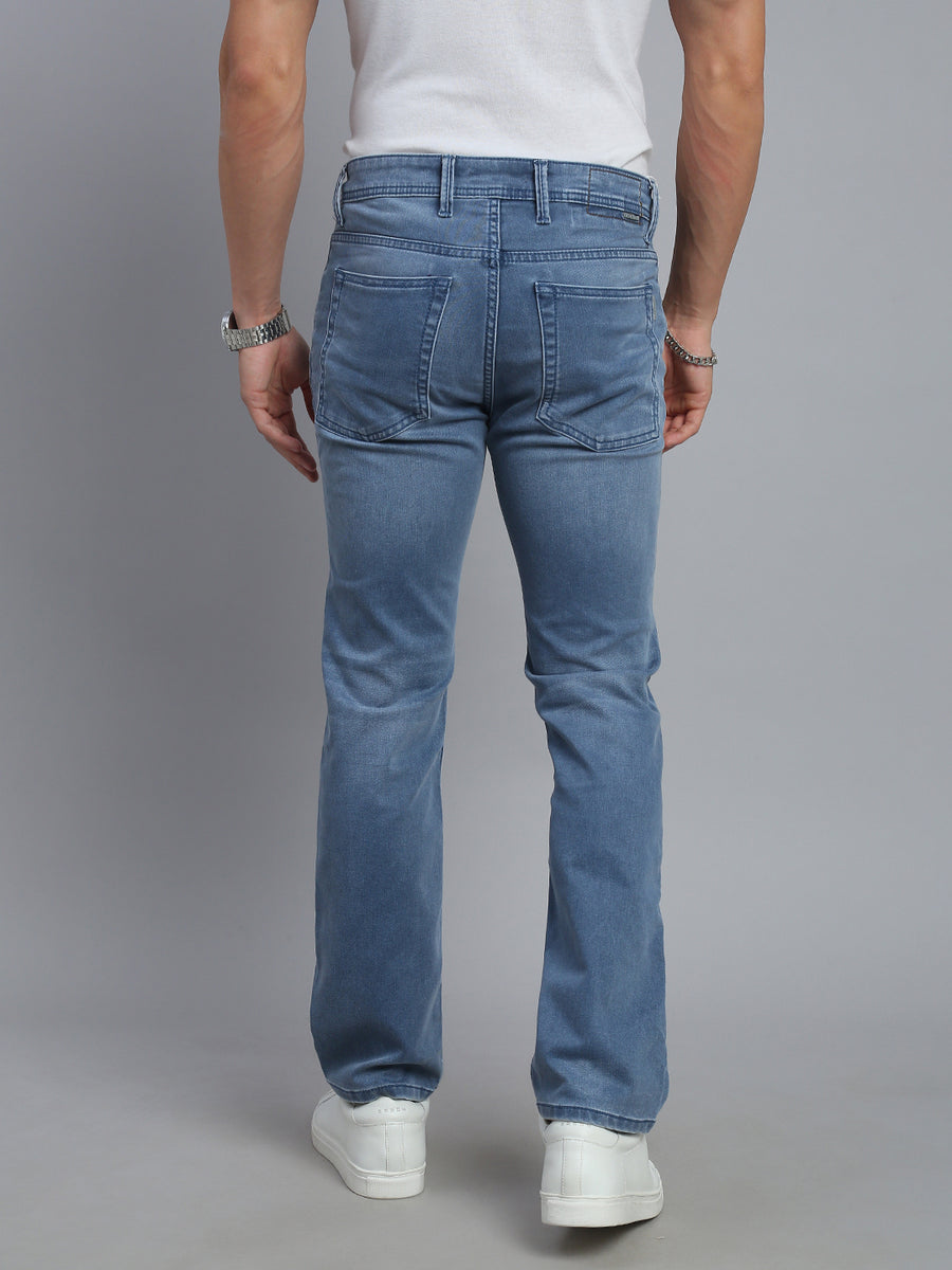 Sky Blue Regular Straight Fit Stretchable Jeans