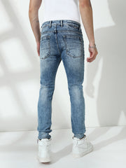 Light Blue  Poly Stretch Trapped Fit Jeans
