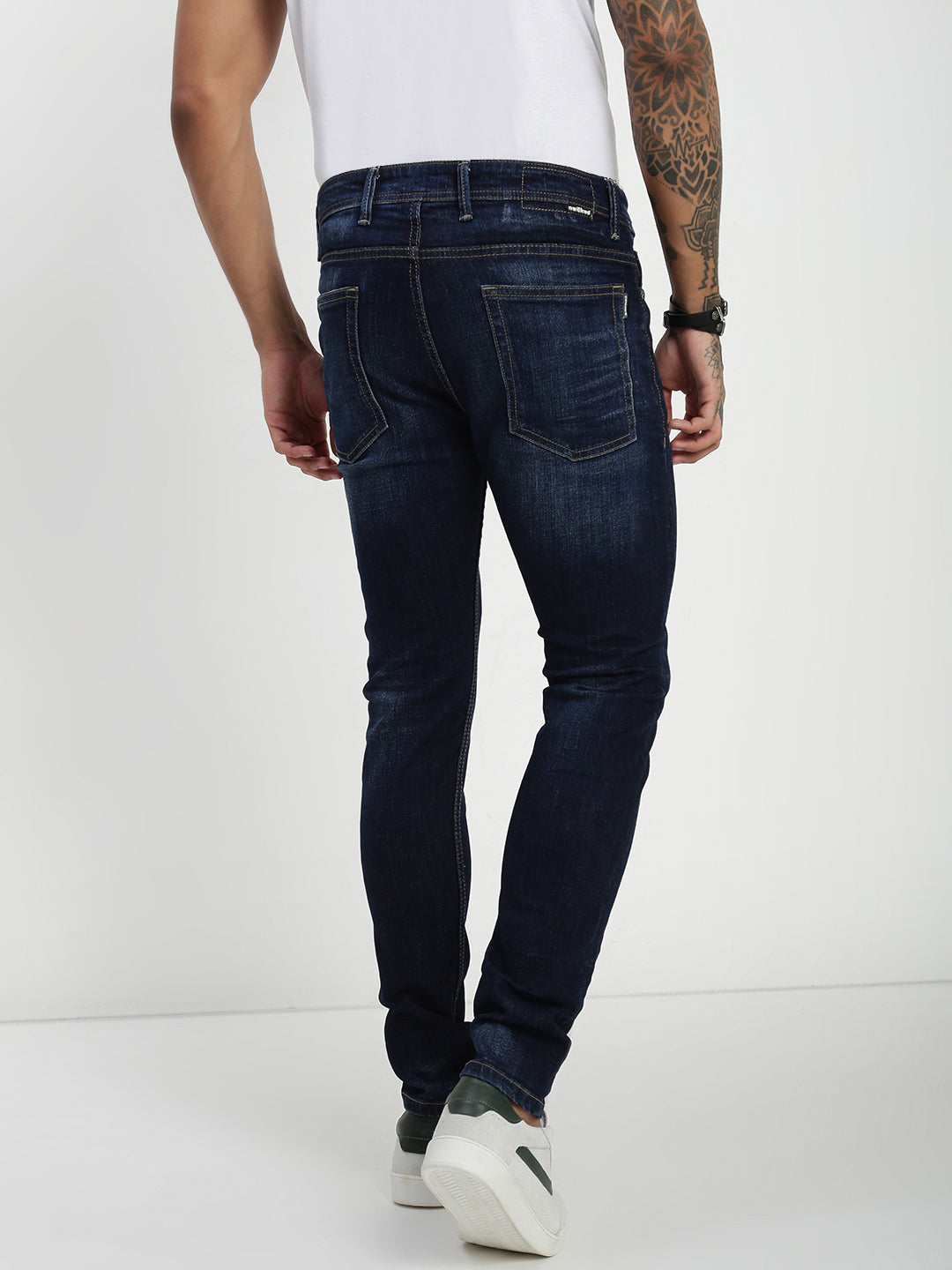Dark Blue  Poly Stretch Trapped Fit Jeans