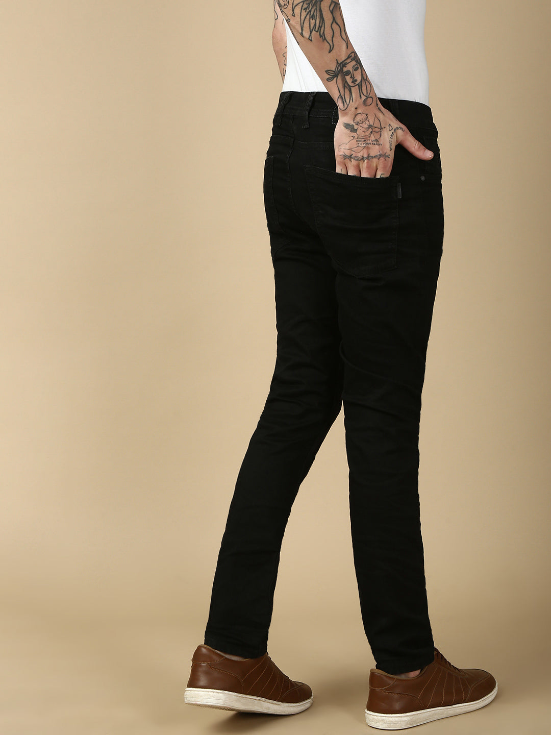 Raw Black Skinny Fit Stretchable Jeans